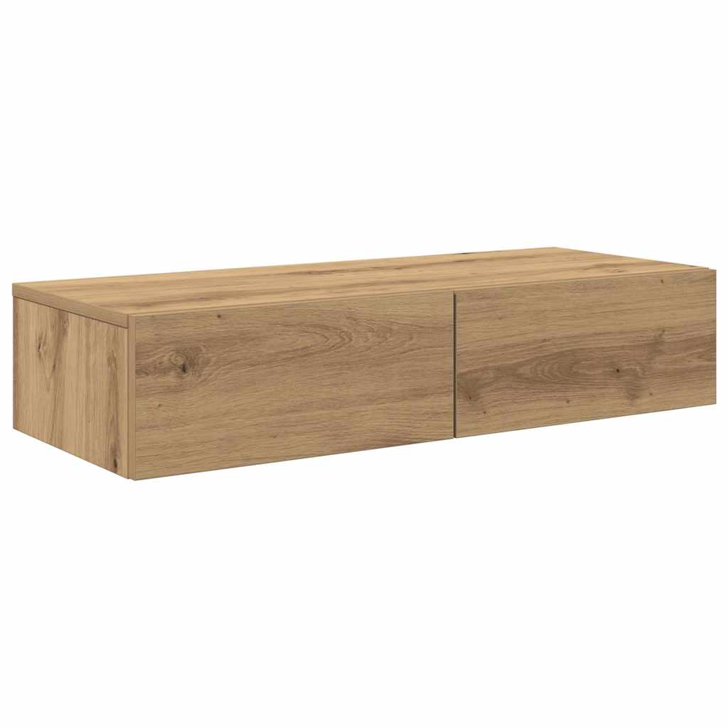 Wandschap met lades 80x33x17 cm bewerkt hout artisanaal eiken is nu te koop bij PeponiXL, paradijselijk wonen!