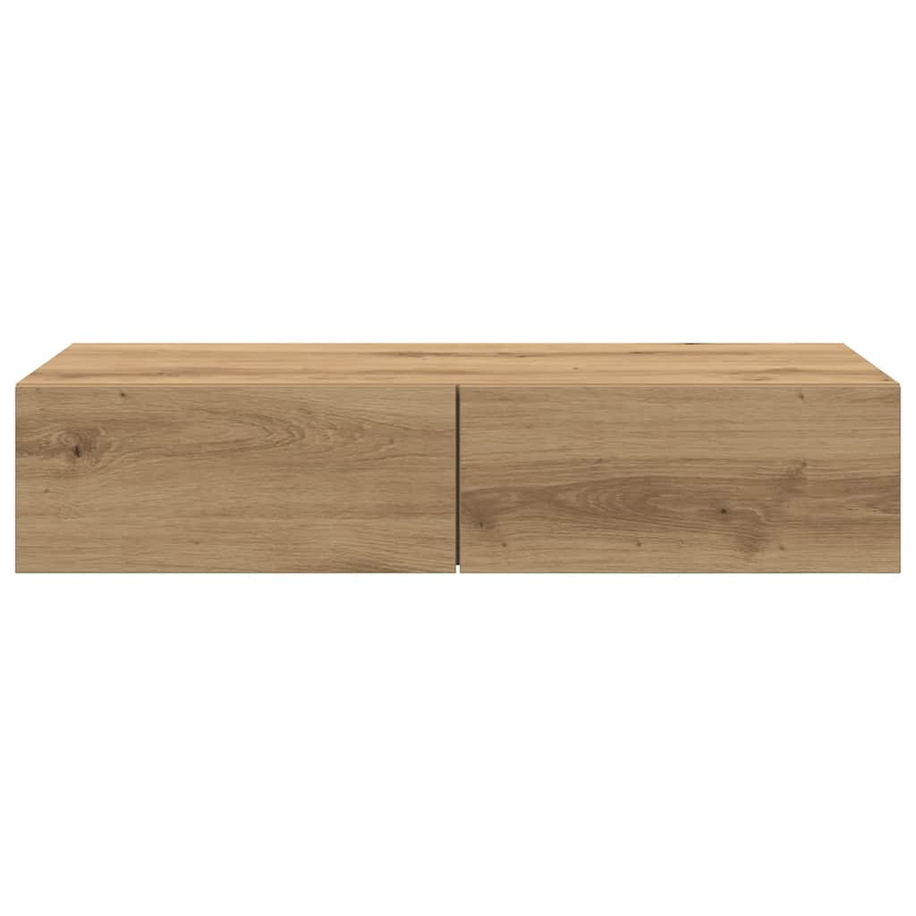 Wandschap met lades 80x33x17 cm bewerkt hout artisanaal eiken is nu te koop bij PeponiXL, paradijselijk wonen!