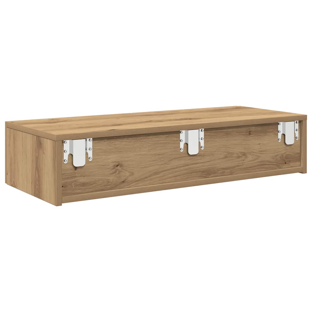 Wandschap met lades 80x33x17 cm bewerkt hout artisanaal eiken is nu te koop bij PeponiXL, paradijselijk wonen!