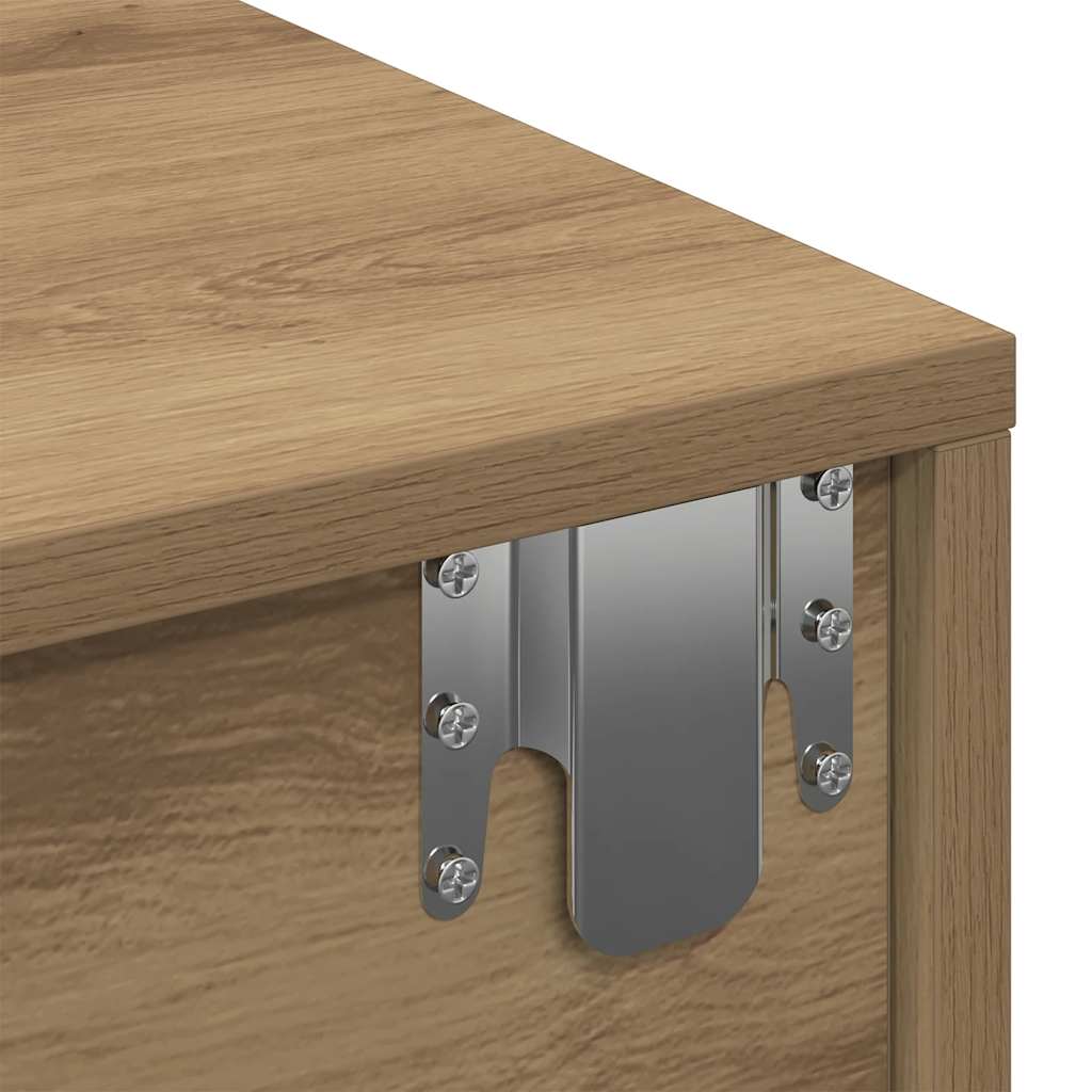 Wandschap met lades 80x33x17 cm bewerkt hout artisanaal eiken is nu te koop bij PeponiXL, paradijselijk wonen!