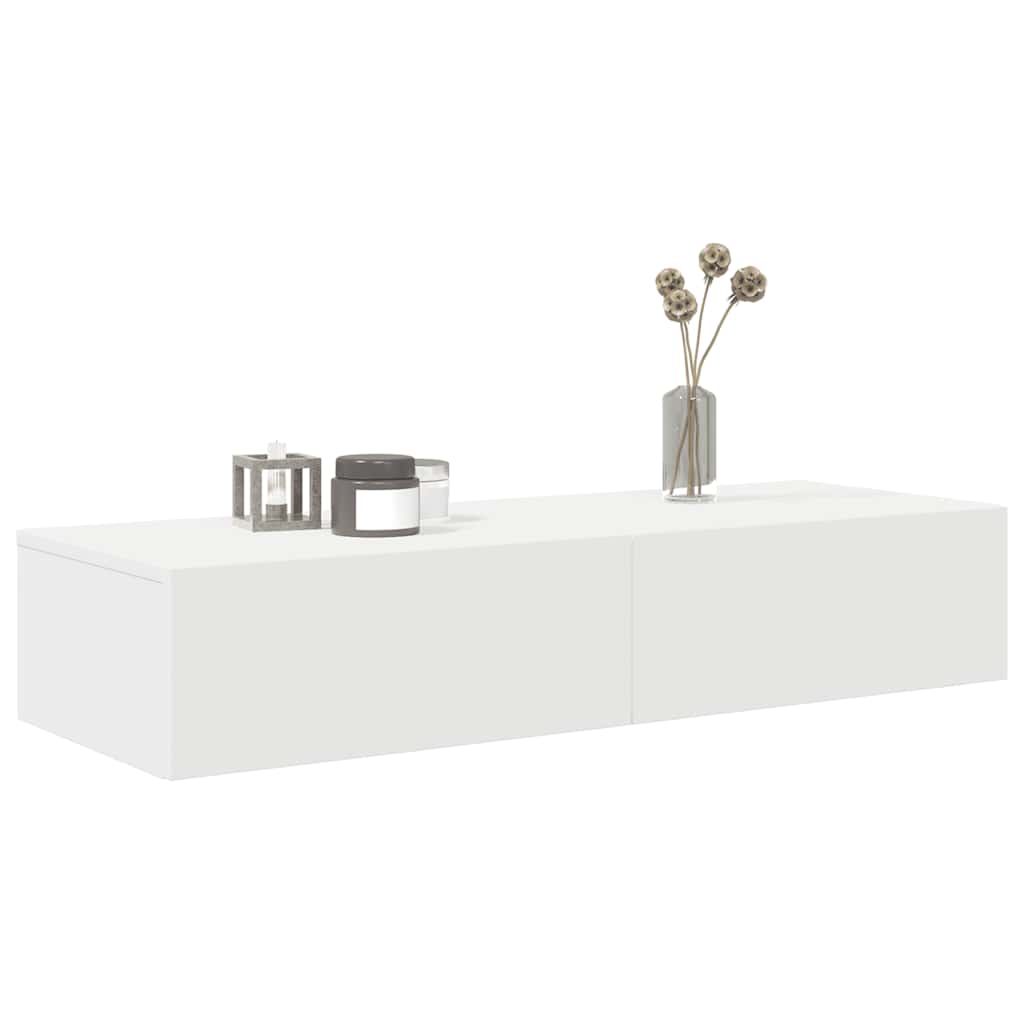 Wandschap met lades 100x36x19 cm bewerkt hout wit is nu te koop bij PeponiXL, paradijselijk wonen!