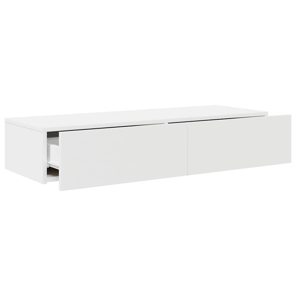 Wandschap met lades 100x36x19 cm bewerkt hout wit is nu te koop bij PeponiXL, paradijselijk wonen!