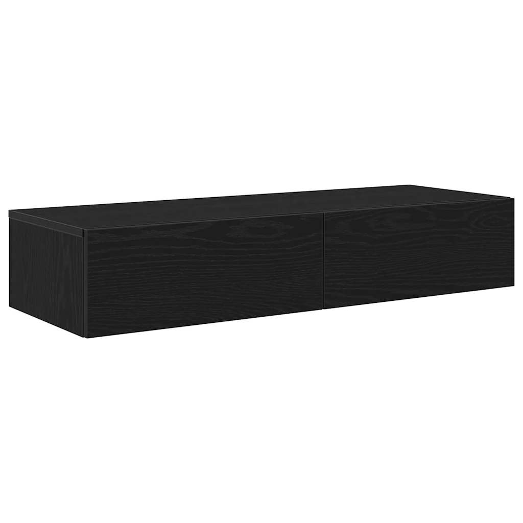 Wandschap met lades 100x36x19 cm bewerkt hout zwart is nu te koop bij PeponiXL, paradijselijk wonen!