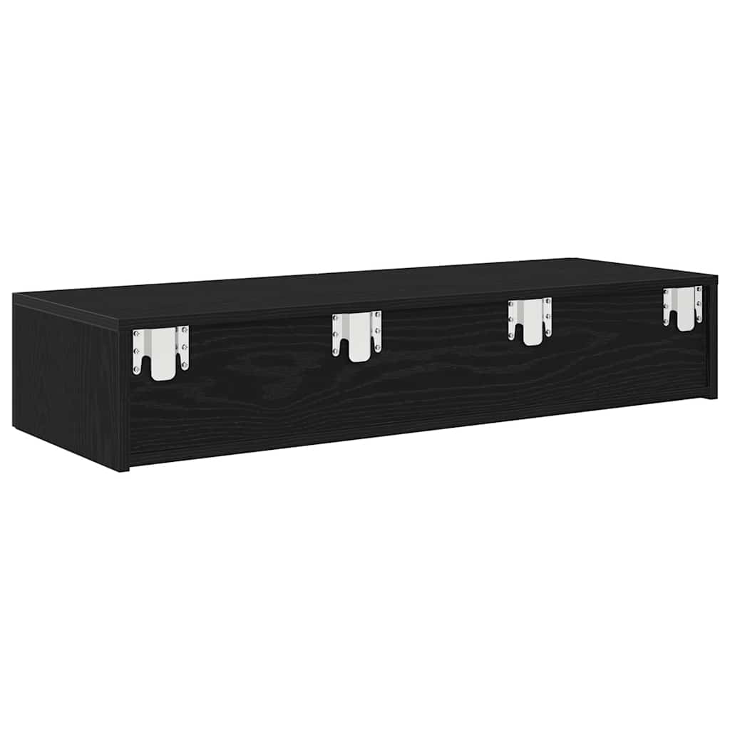 Wandschap met lades 100x36x19 cm bewerkt hout zwart is nu te koop bij PeponiXL, paradijselijk wonen!
