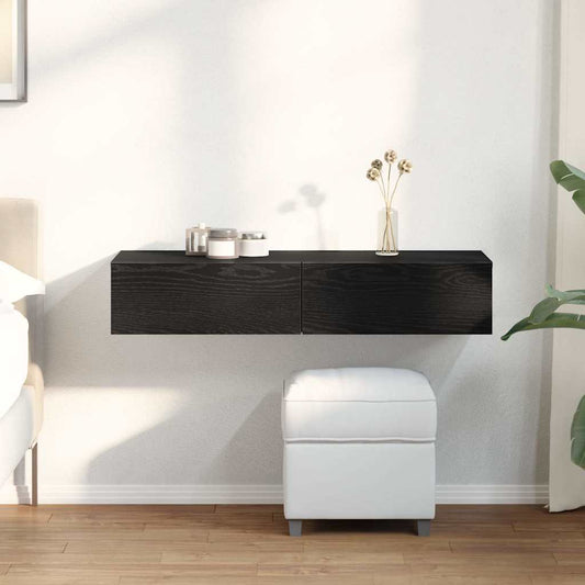 Wandschap met lades 100x36x19 cm bewerkt hout zwart is nu te koop bij PeponiXL, paradijselijk wonen!