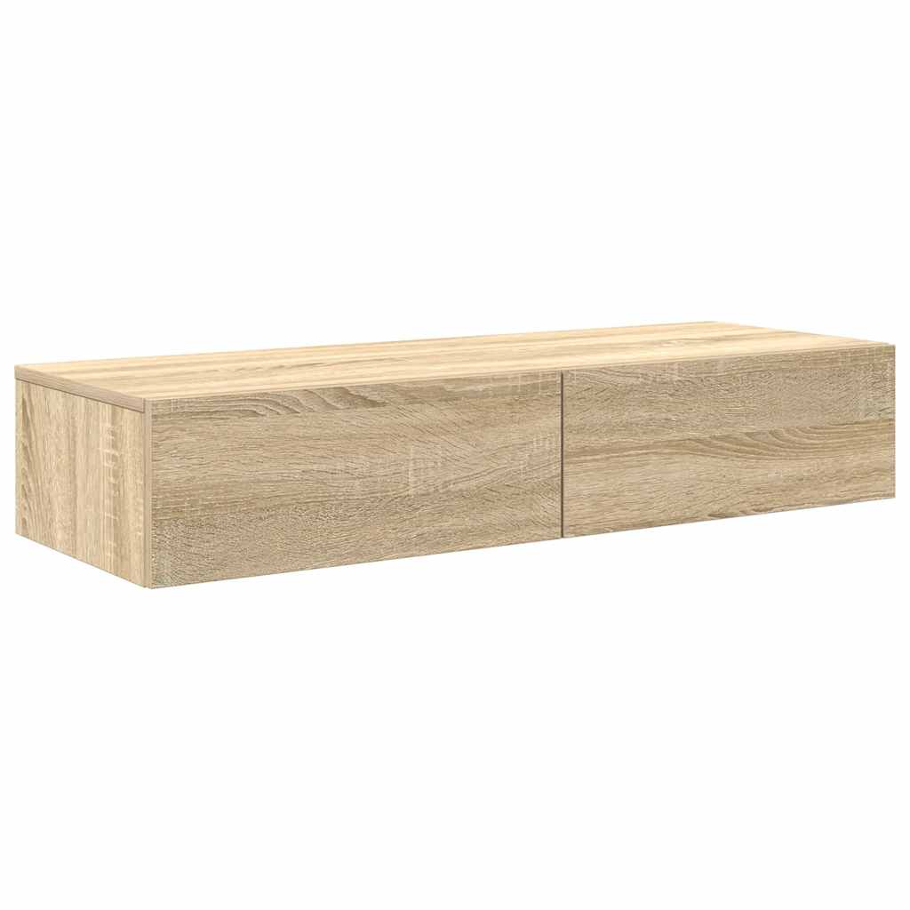 Wandschap met lades 100x36x19 cm bewerkt hout sonoma eikenkleur is nu te koop bij PeponiXL, paradijselijk wonen!