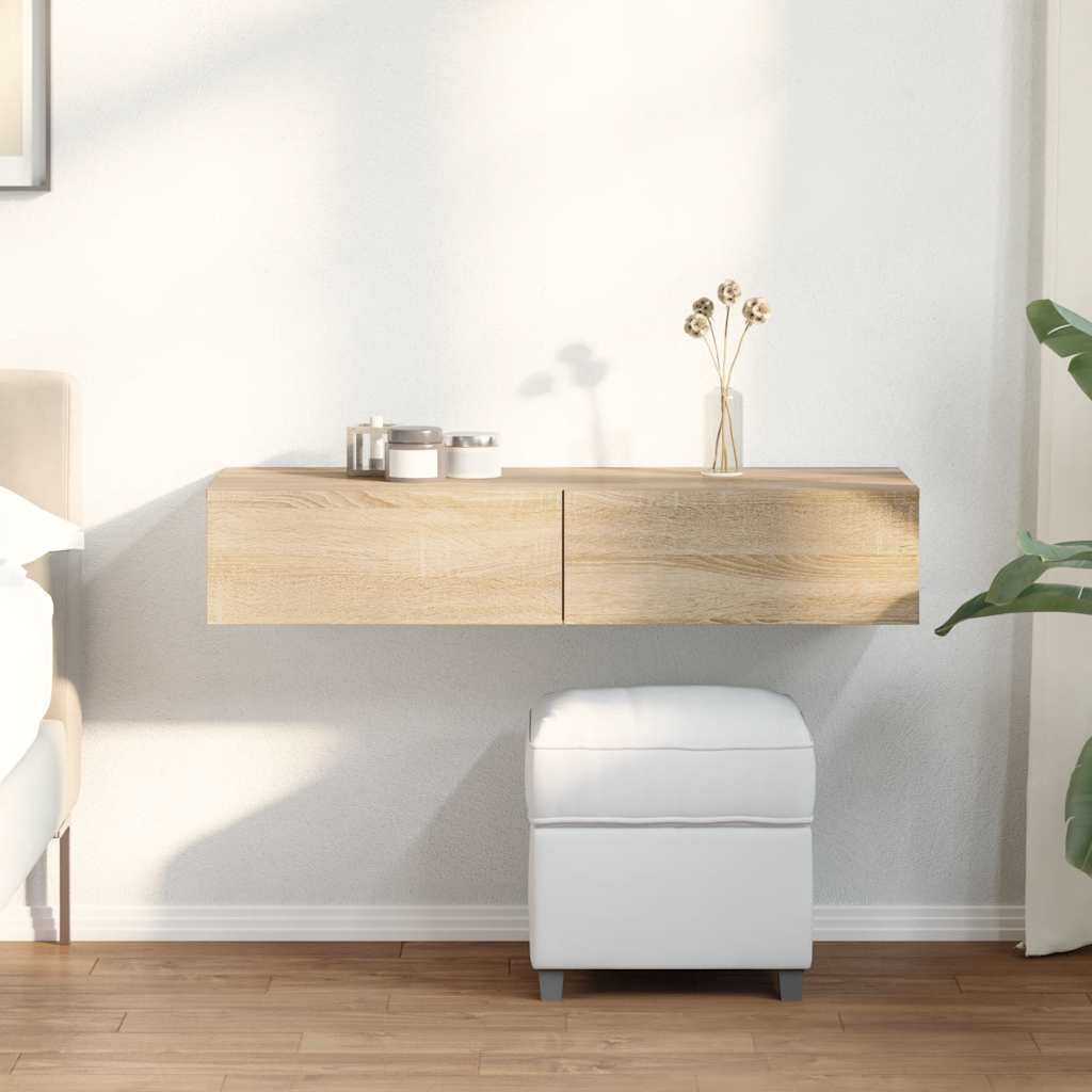 Wandschap met lades 100x36x19 cm bewerkt hout sonoma eikenkleur is nu te koop bij PeponiXL, paradijselijk wonen!