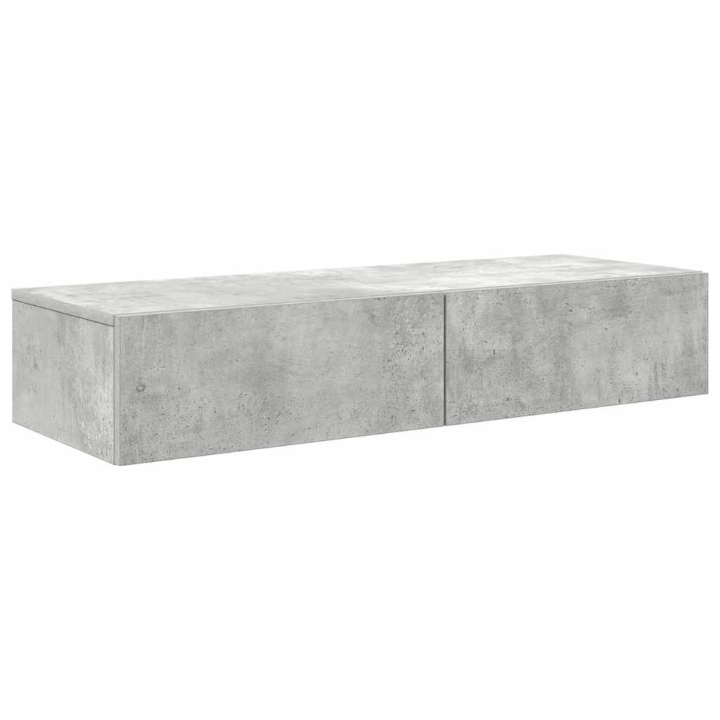 Wandschap met lades 100x36x19 cm bewerkt hout betongrijs is nu te koop bij PeponiXL, paradijselijk wonen!