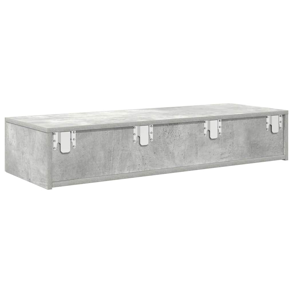 Wandschap met lades 100x36x19 cm bewerkt hout betongrijs is nu te koop bij PeponiXL, paradijselijk wonen!