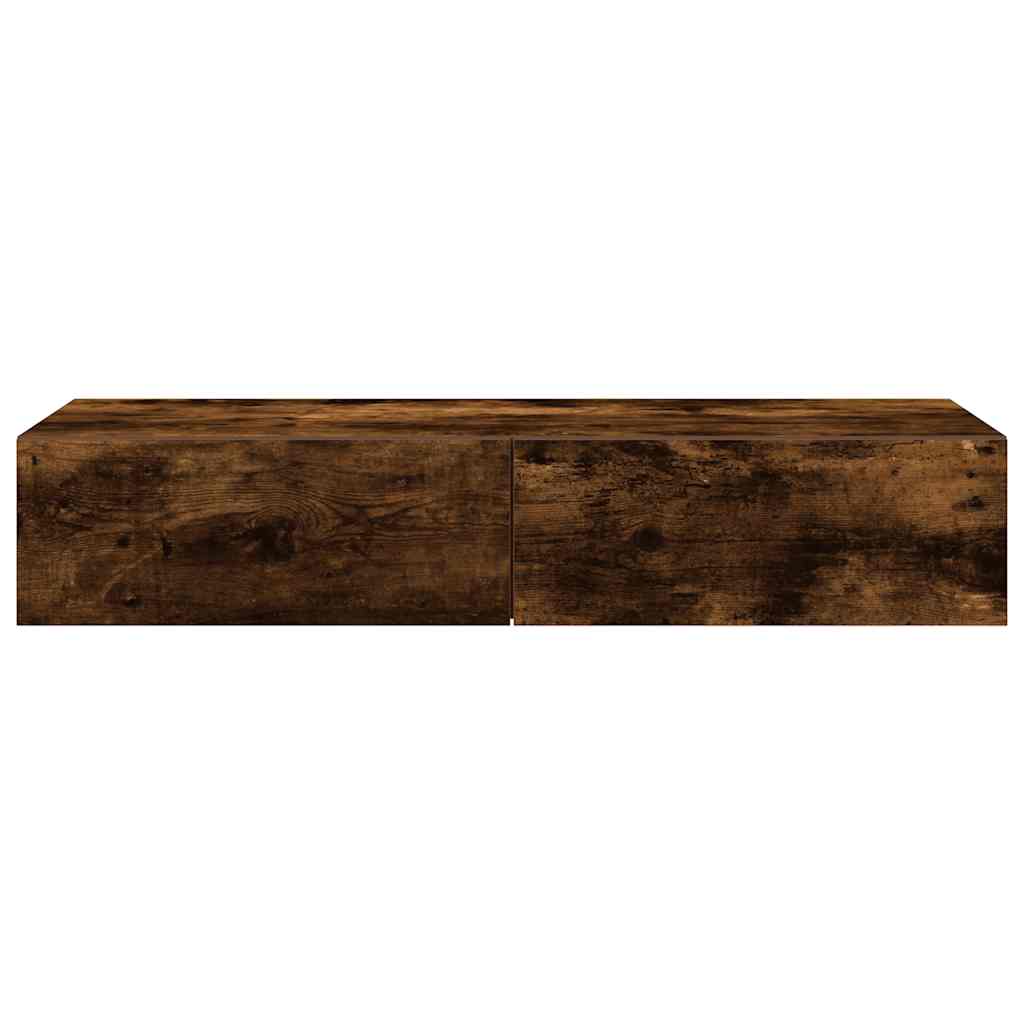 Wandschap met lades 100x36x19cm bewerkt hout gerookt eikenkleur is nu te koop bij PeponiXL, paradijselijk wonen!