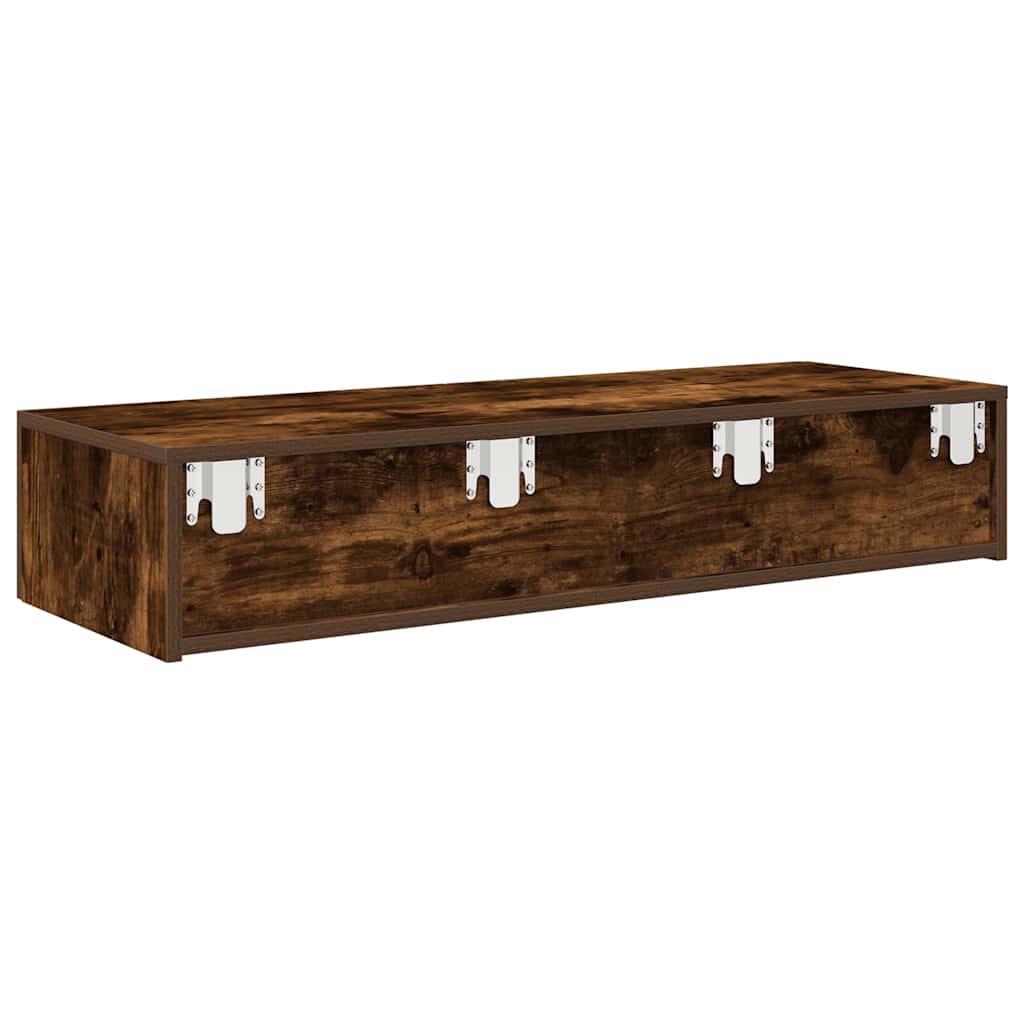 Wandschap met lades 100x36x19cm bewerkt hout gerookt eikenkleur is nu te koop bij PeponiXL, paradijselijk wonen!