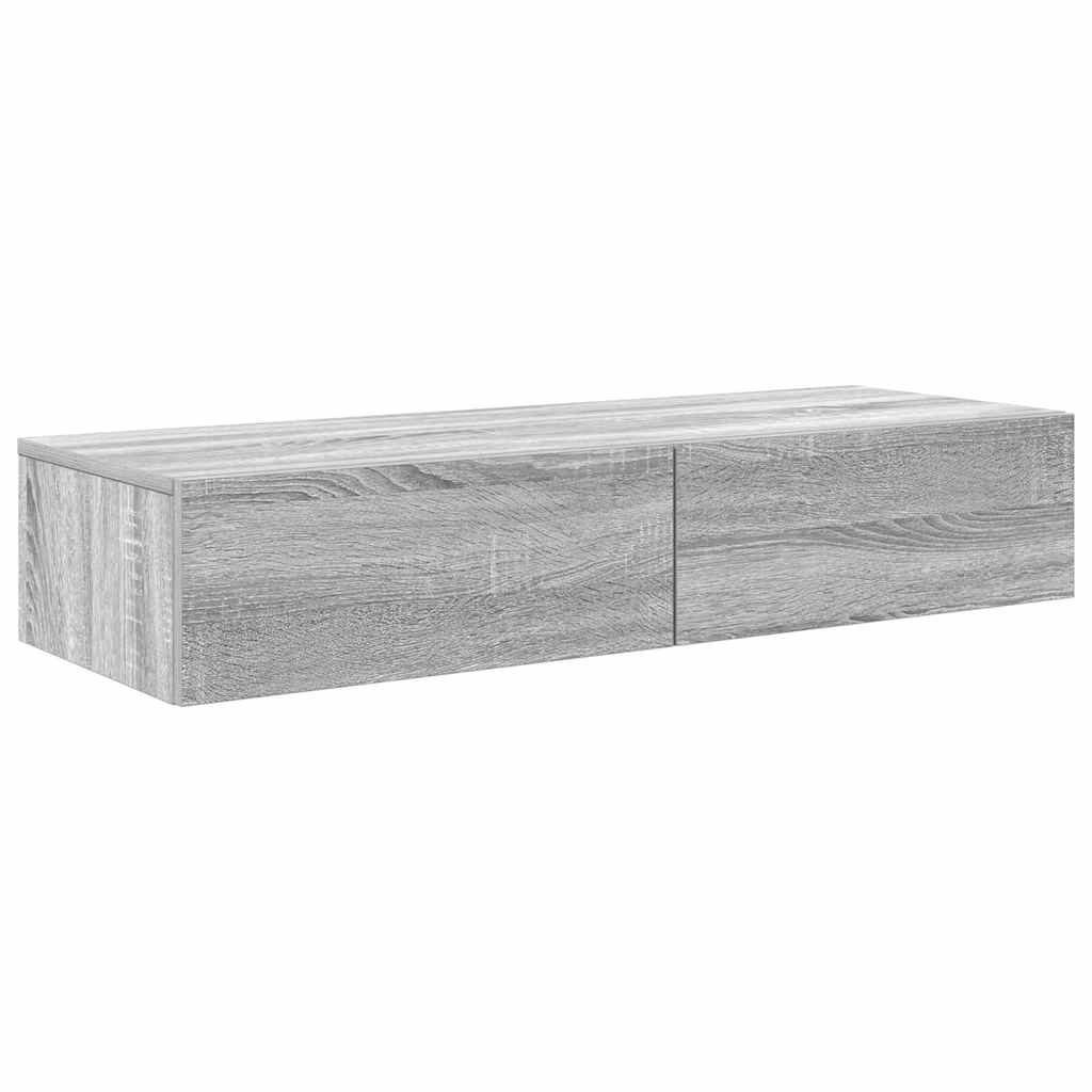 Wandschap met lades 100x36x19cm bewerkt hout grijs sonoma eiken is nu te koop bij PeponiXL, paradijselijk wonen!