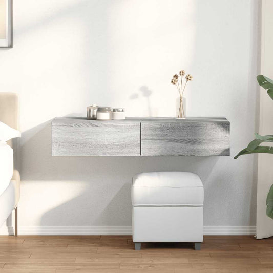 Wandschap met lades 100x36x19cm bewerkt hout grijs sonoma eiken is nu te koop bij PeponiXL, paradijselijk wonen!