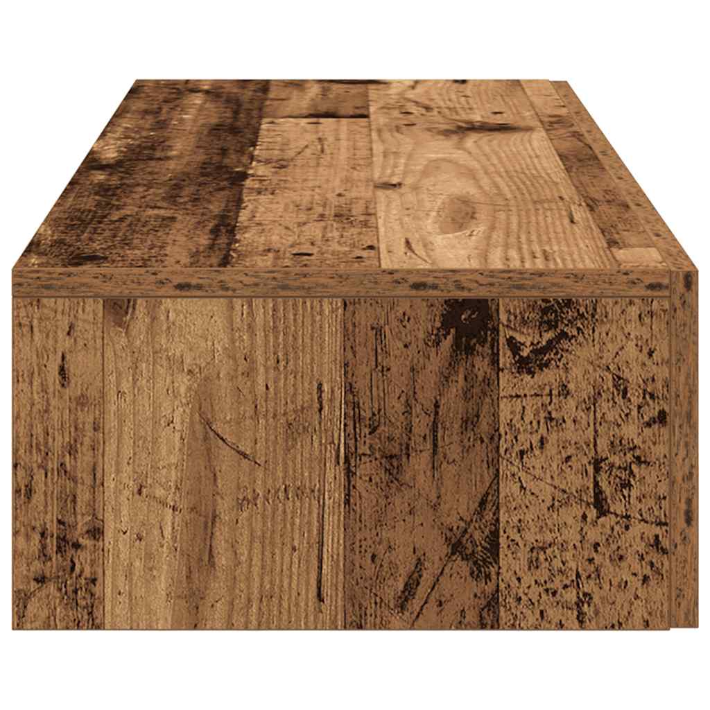 Wandschap met lades 100x36x19 cm bewerkt hout oud houtkleurig is nu te koop bij PeponiXL, paradijselijk wonen!