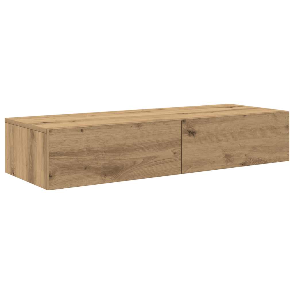 Wandschap met lades 100x36x19 cm bewerkt hout artisanaal eiken is nu te koop bij PeponiXL, paradijselijk wonen!