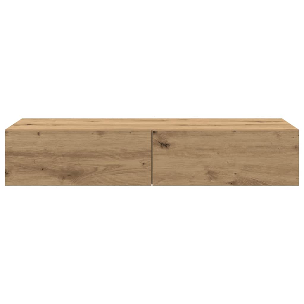 Wandschap met lades 100x36x19 cm bewerkt hout artisanaal eiken is nu te koop bij PeponiXL, paradijselijk wonen!