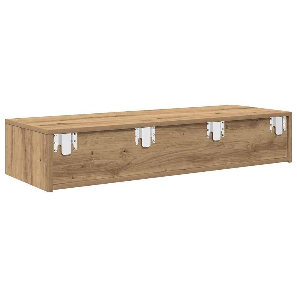 Wandschap met lades 100x36x19 cm bewerkt hout artisanaal eiken is nu te koop bij PeponiXL, paradijselijk wonen!