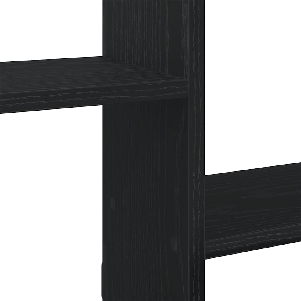 Wandschap kubus 5 vakken bewerkt hout zwart is nu te koop bij PeponiXL, paradijselijk wonen!