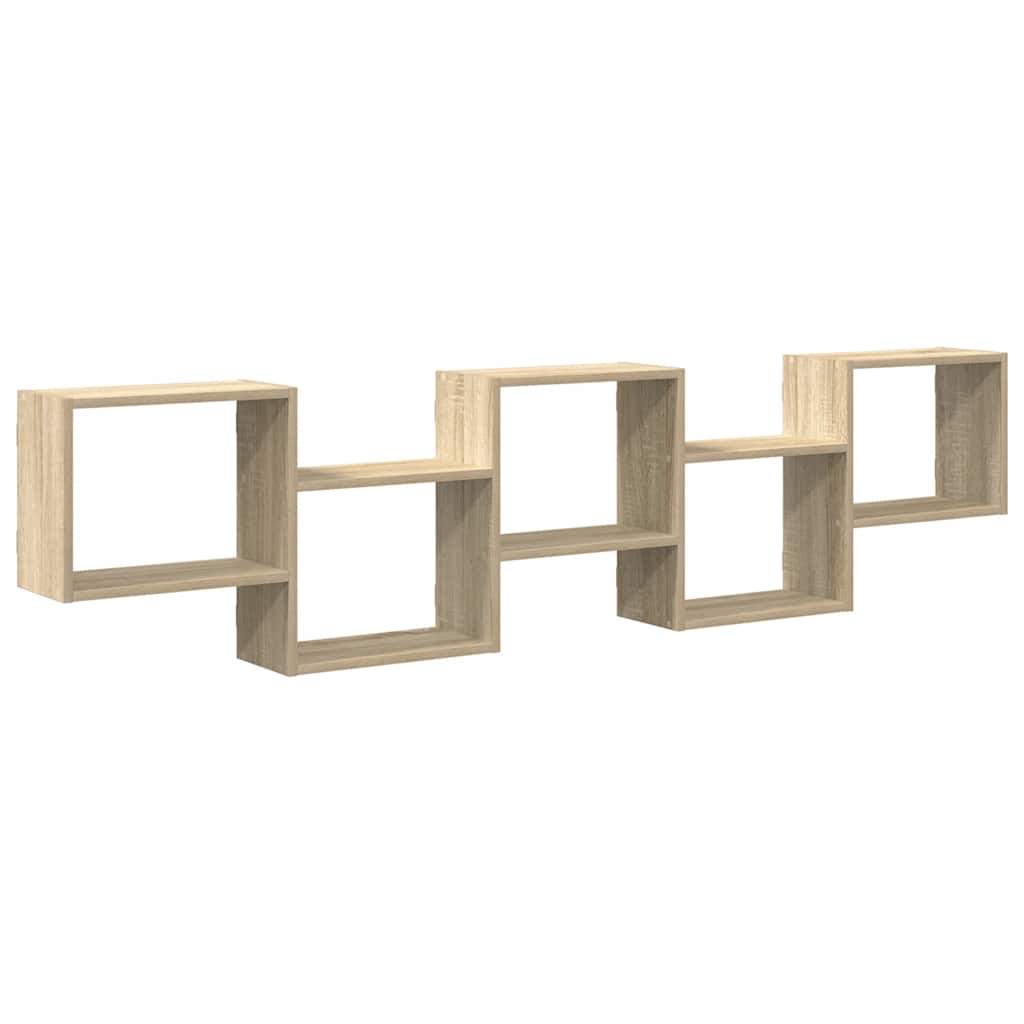 Wandschap kubus 5 vakken bewerkt hout sonoma eikenkleurig is nu te koop bij PeponiXL, paradijselijk wonen!