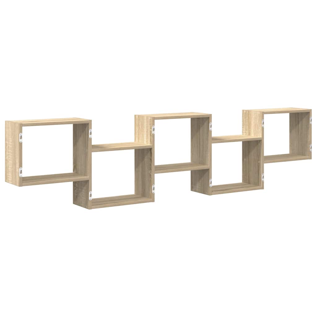 Wandschap kubus 5 vakken bewerkt hout sonoma eikenkleurig is nu te koop bij PeponiXL, paradijselijk wonen!