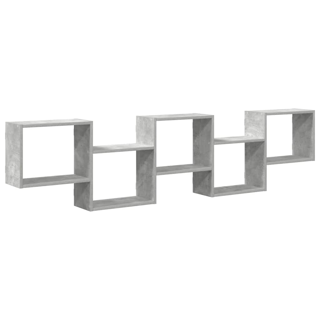 Wandschap kubus 5 vakken bewerkt hout betongrijs is nu te koop bij PeponiXL, paradijselijk wonen!