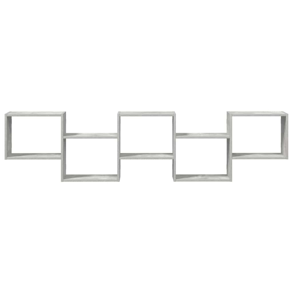 Wandschap kubus 5 vakken bewerkt hout betongrijs is nu te koop bij PeponiXL, paradijselijk wonen!