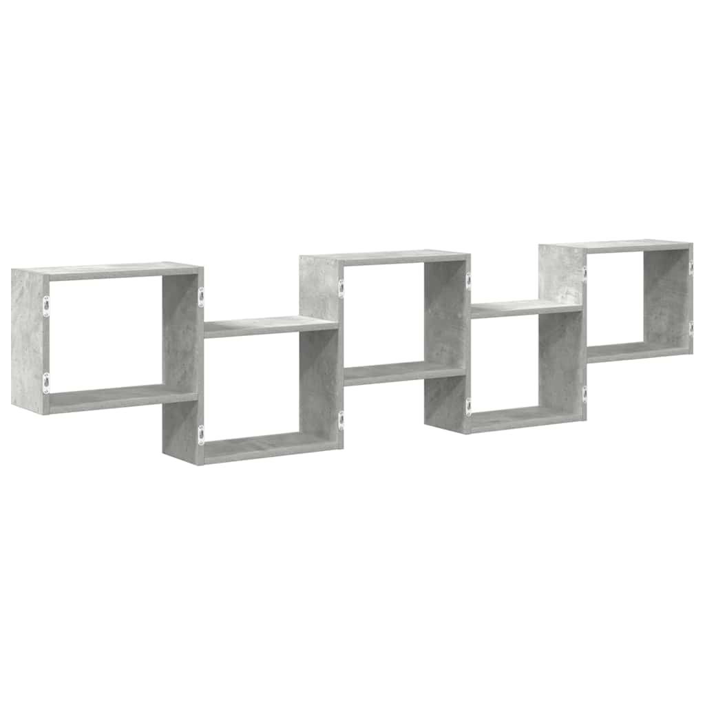 Wandschap kubus 5 vakken bewerkt hout betongrijs is nu te koop bij PeponiXL, paradijselijk wonen!