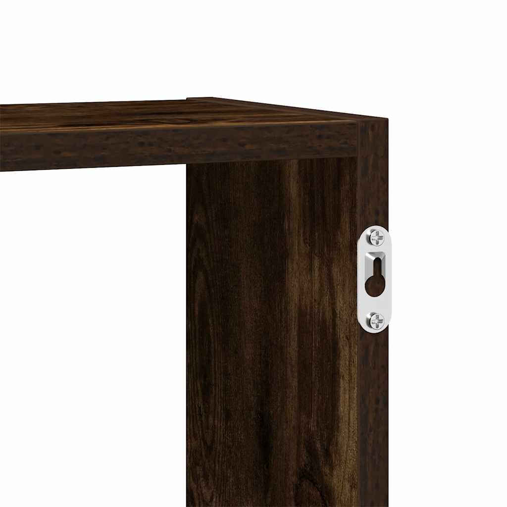 Wandschap kubus 5 vakken bewerkt hout gerookt eikenkleurig is nu te koop bij PeponiXL, paradijselijk wonen!