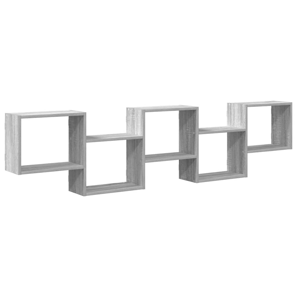 Wandschap kubus 5 vakken bewerkt hout grijs sonoma eikenkleurig is nu te koop bij PeponiXL, paradijselijk wonen!