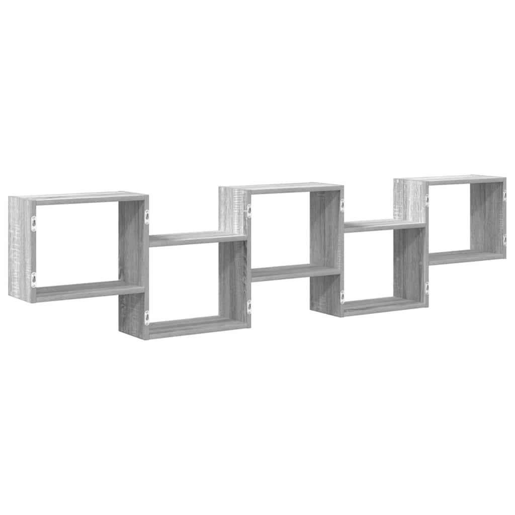 Wandschap kubus 5 vakken bewerkt hout grijs sonoma eikenkleurig is nu te koop bij PeponiXL, paradijselijk wonen!