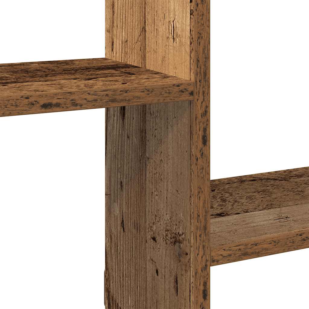 Wandschap kubus 5 vakken bewerkt hout oud houtkleurig is nu te koop bij PeponiXL, paradijselijk wonen!