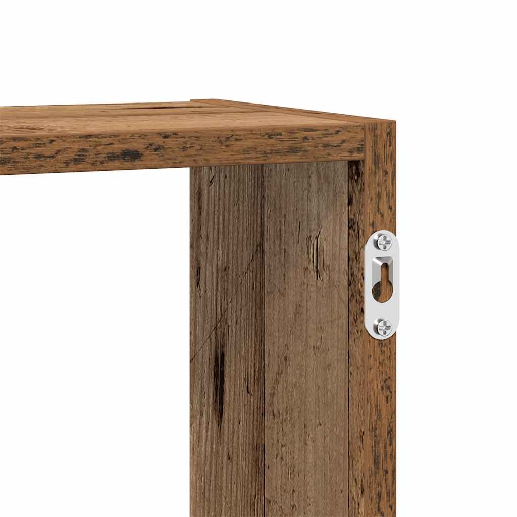 Wandschap kubus 5 vakken bewerkt hout oud houtkleurig is nu te koop bij PeponiXL, paradijselijk wonen!