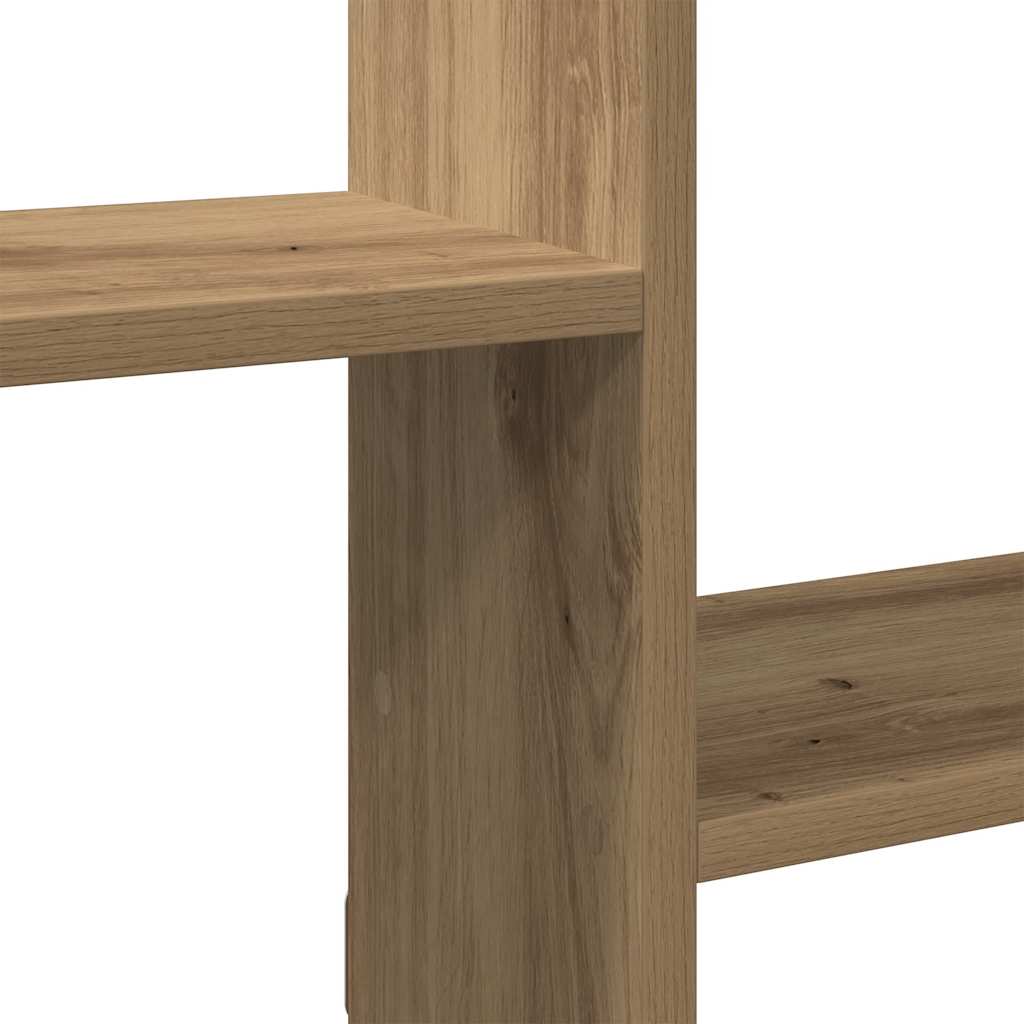 Wandschap kubus 5 vakken bewerkt hout artisanaal eikenkleurig is nu te koop bij PeponiXL, paradijselijk wonen!