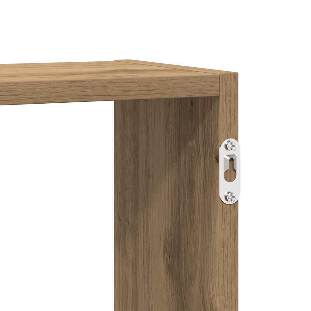 Wandschap kubus 5 vakken bewerkt hout artisanaal eikenkleurig is nu te koop bij PeponiXL, paradijselijk wonen!