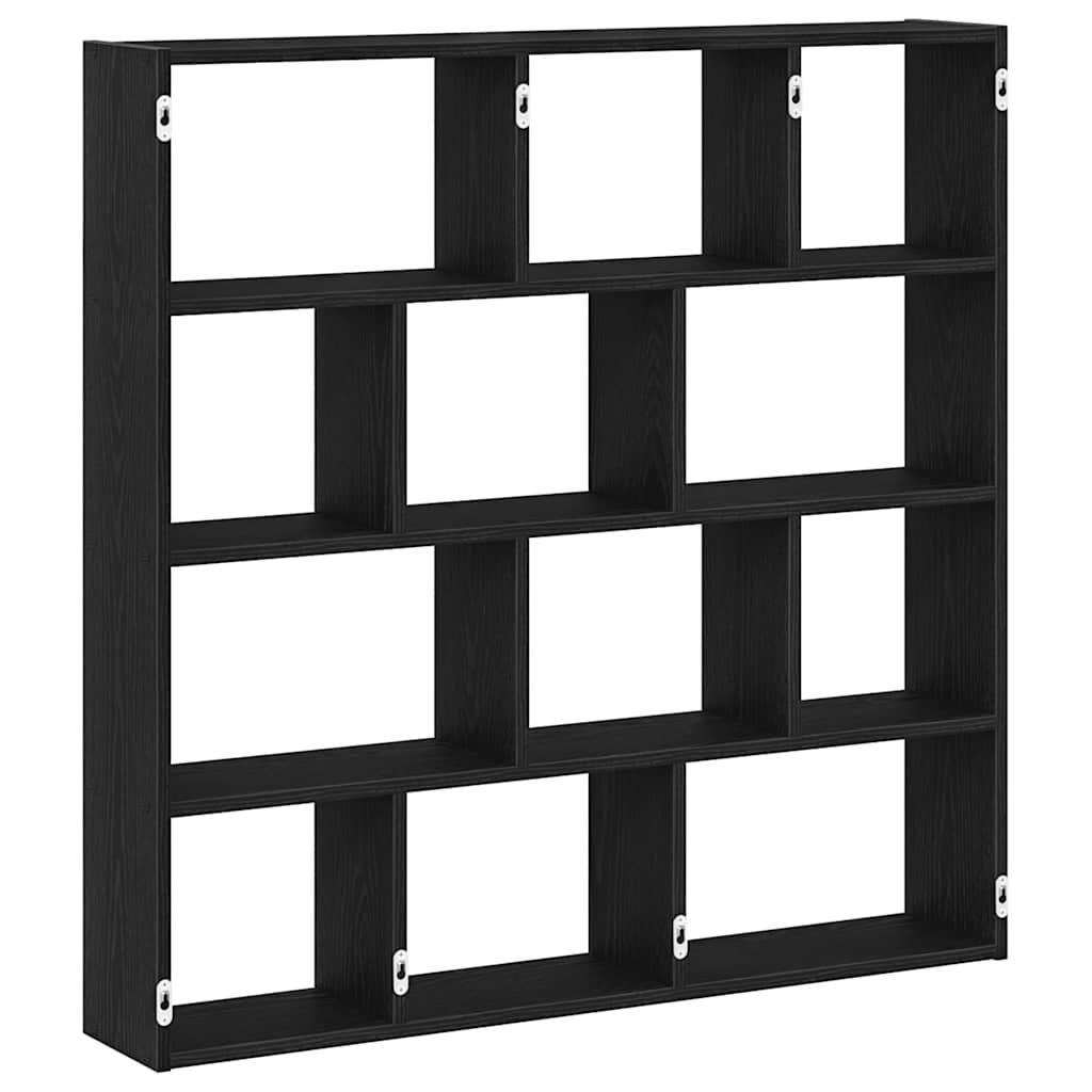 Wandschap kubus 12 vakken bewerkt hout zwart is nu te koop bij PeponiXL, paradijselijk wonen!