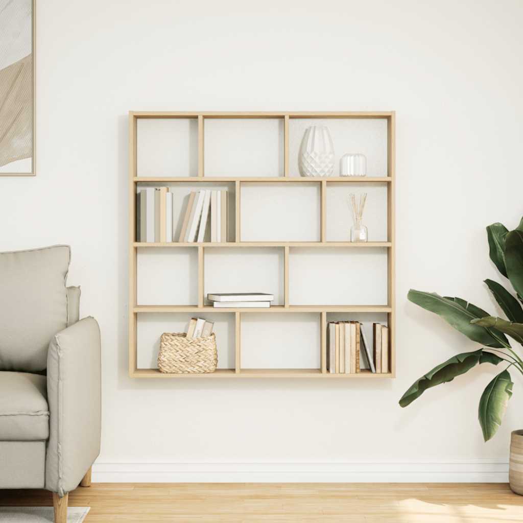 Wandschap kubus 12 vakken bewerkt hout sonoma eikenkleurig is nu te koop bij PeponiXL, paradijselijk wonen!