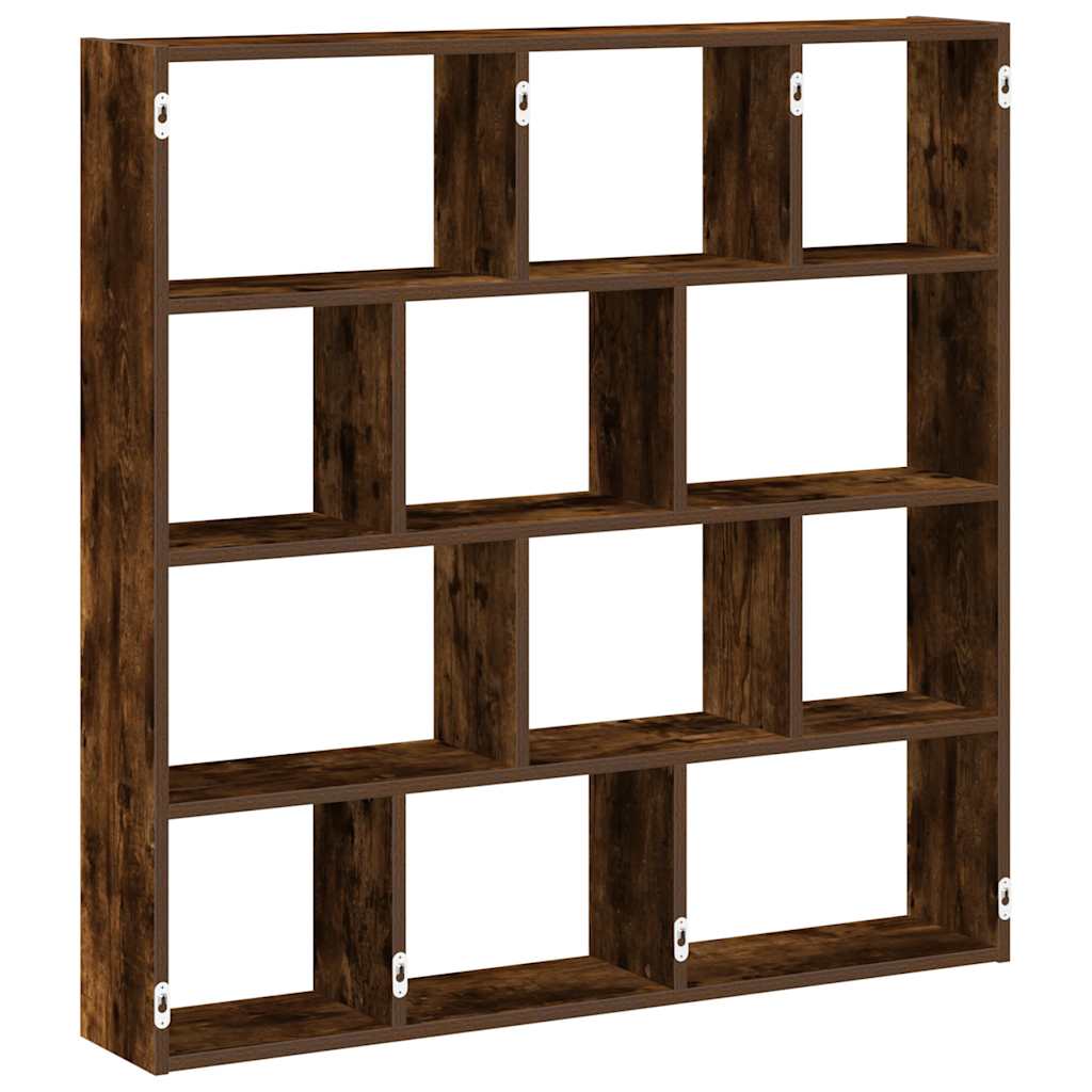 Wandschap kubus 12 vakken bewerkt hout gerookt eikenkleurig is nu te koop bij PeponiXL, paradijselijk wonen!