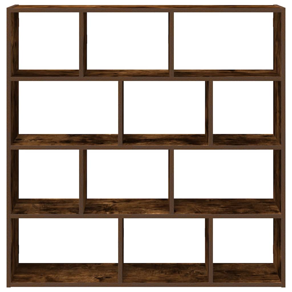 Wandschap kubus 12 vakken bewerkt hout gerookt eikenkleurig is nu te koop bij PeponiXL, paradijselijk wonen!