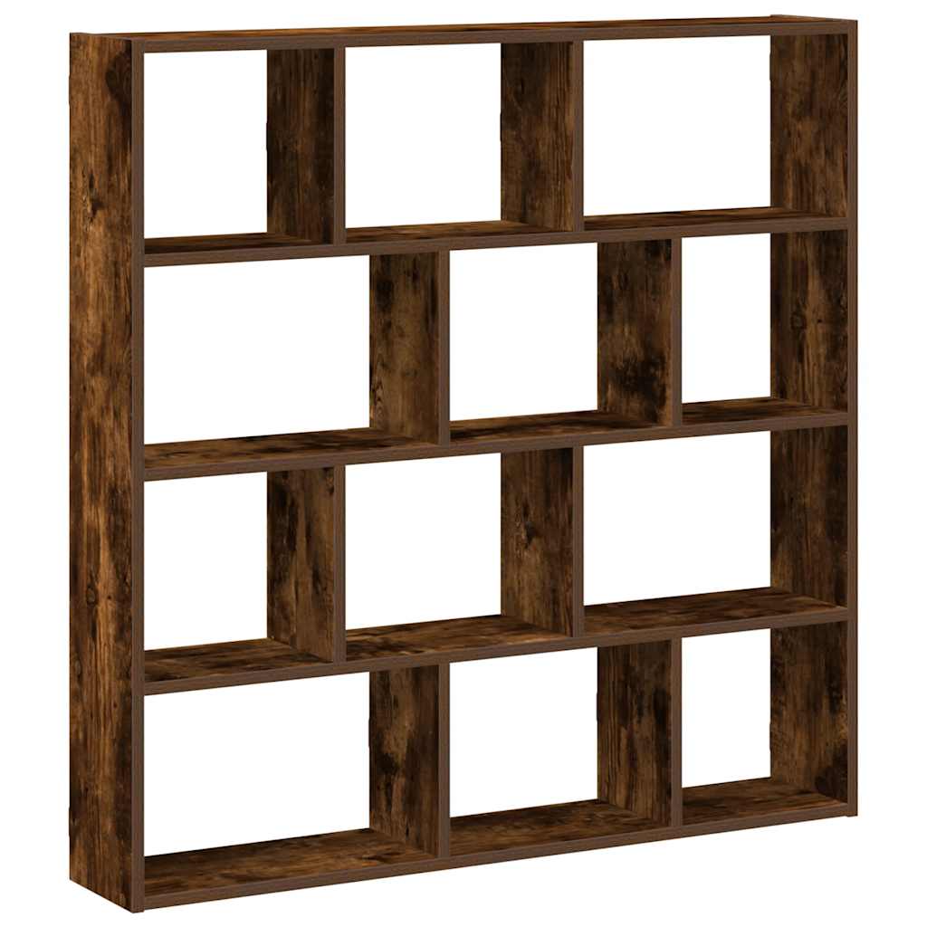 Wandschap kubus 12 vakken bewerkt hout gerookt eikenkleurig is nu te koop bij PeponiXL, paradijselijk wonen!
