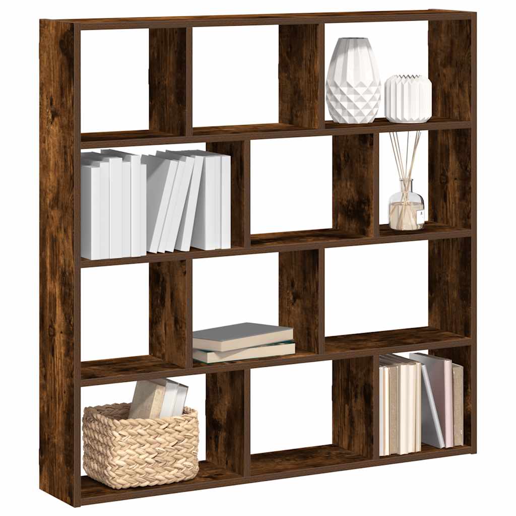 Wandschap kubus 12 vakken bewerkt hout gerookt eikenkleurig is nu te koop bij PeponiXL, paradijselijk wonen!