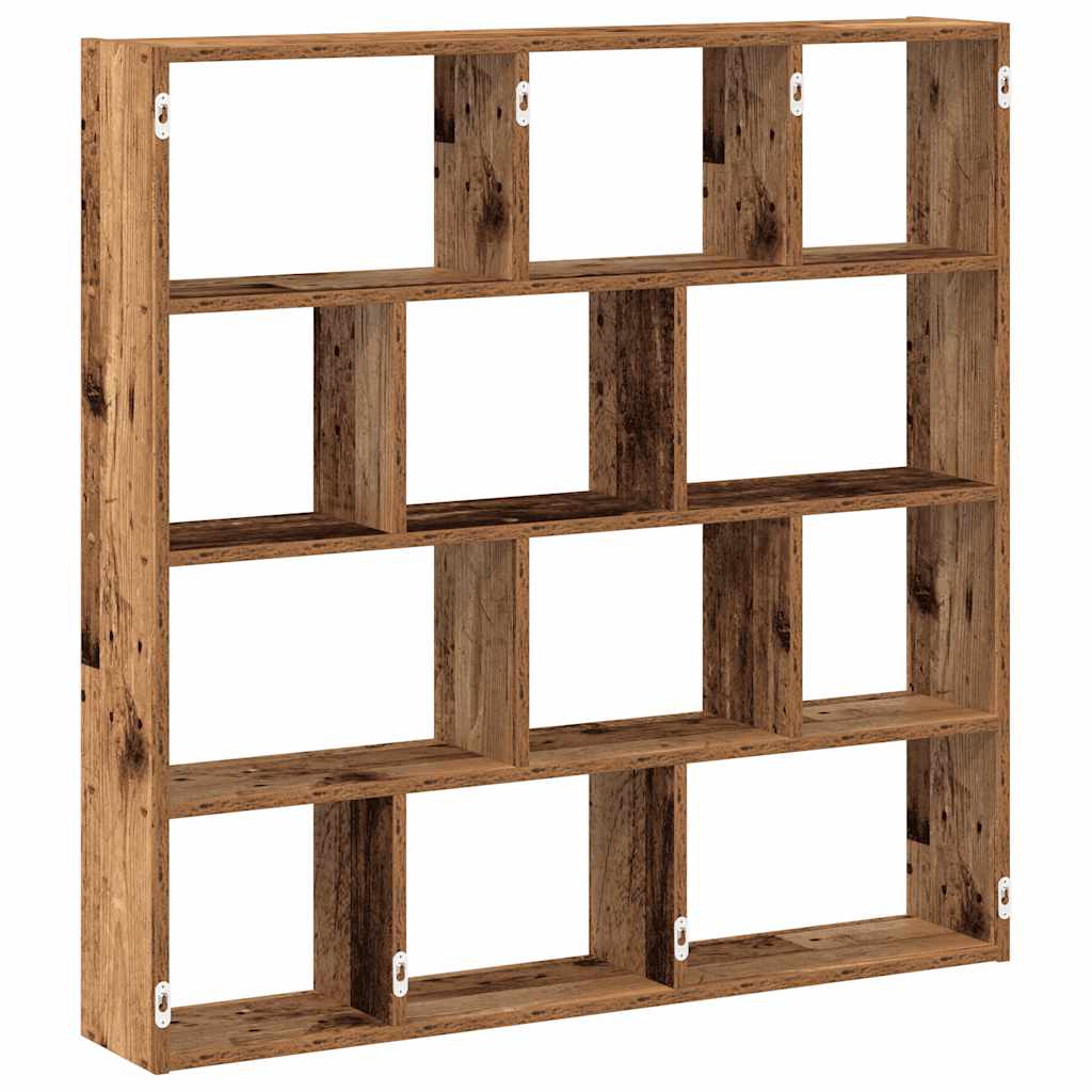 Wandschap kubus 12 vakken bewerkt hout oud houtkleurig is nu te koop bij PeponiXL, paradijselijk wonen!