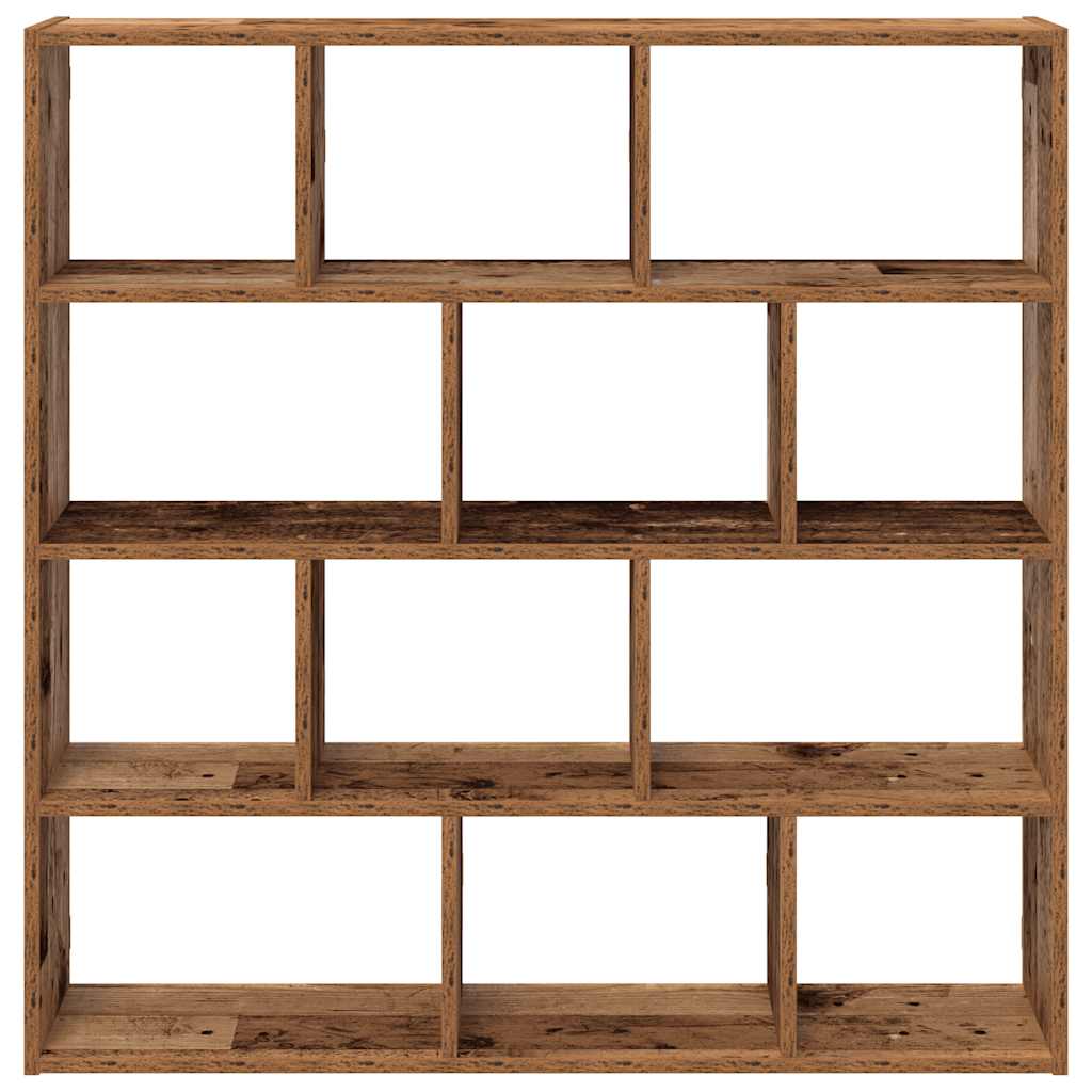 Wandschap kubus 12 vakken bewerkt hout oud houtkleurig is nu te koop bij PeponiXL, paradijselijk wonen!