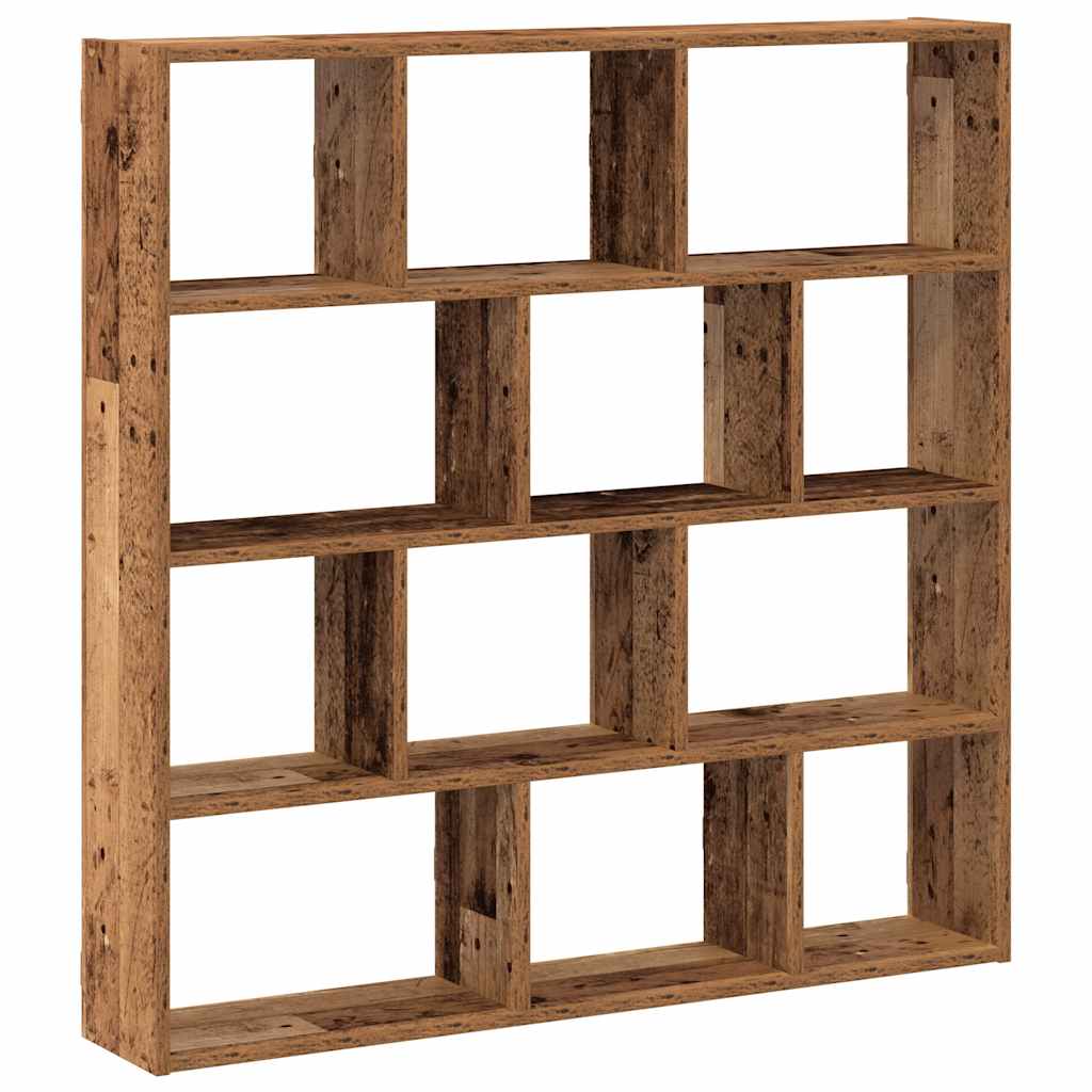 Wandschap kubus 12 vakken bewerkt hout oud houtkleurig is nu te koop bij PeponiXL, paradijselijk wonen!