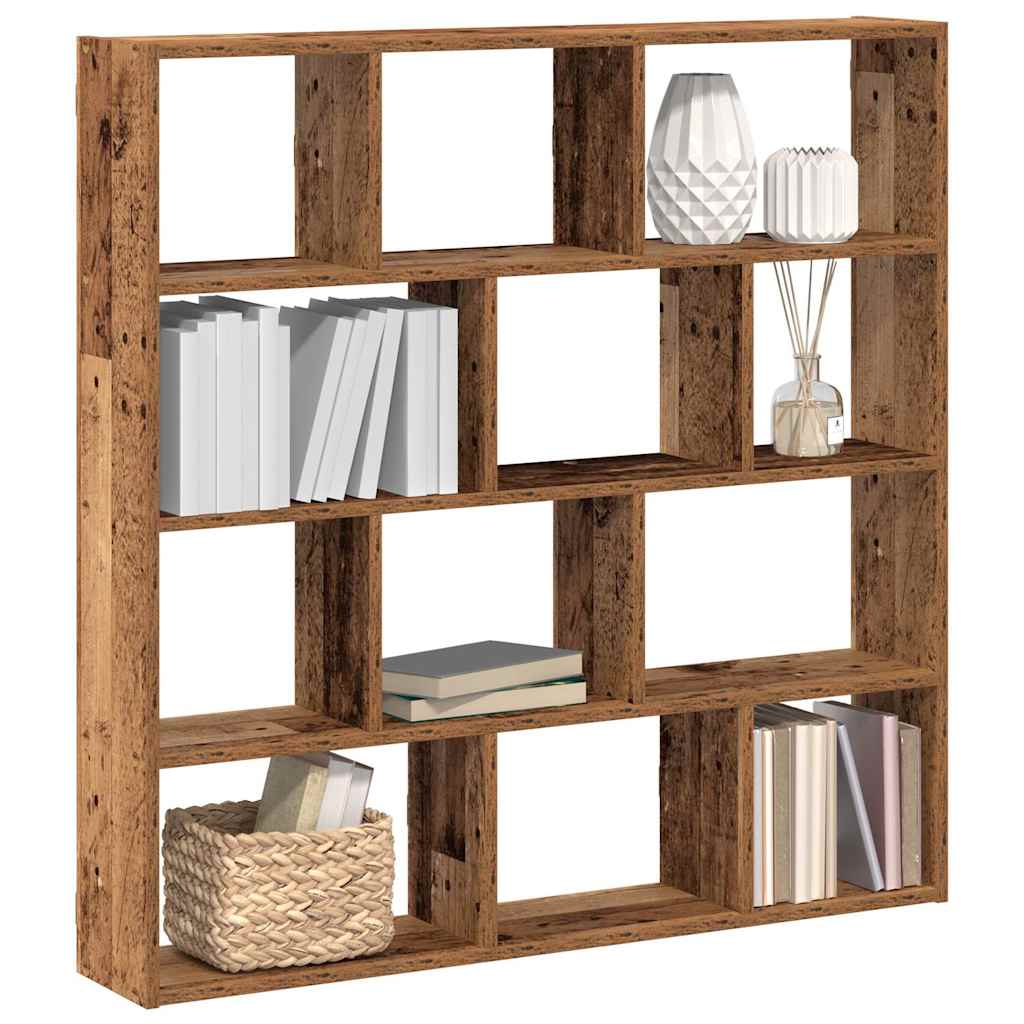Wandschap kubus 12 vakken bewerkt hout oud houtkleurig is nu te koop bij PeponiXL, paradijselijk wonen!