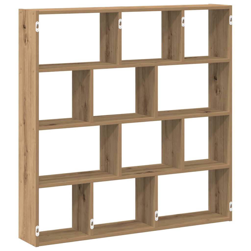Wandschap kubus 12 vakken bewerkt hout artisanaal eikenkleurig is nu te koop bij PeponiXL, paradijselijk wonen!