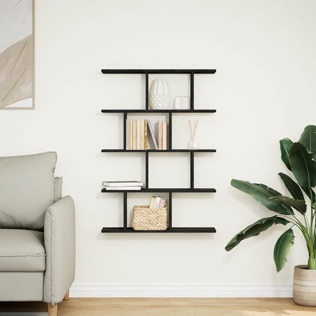 Wandschap kubus 12 vakken bewerkt hout zwart is nu te koop bij PeponiXL, paradijselijk wonen!
