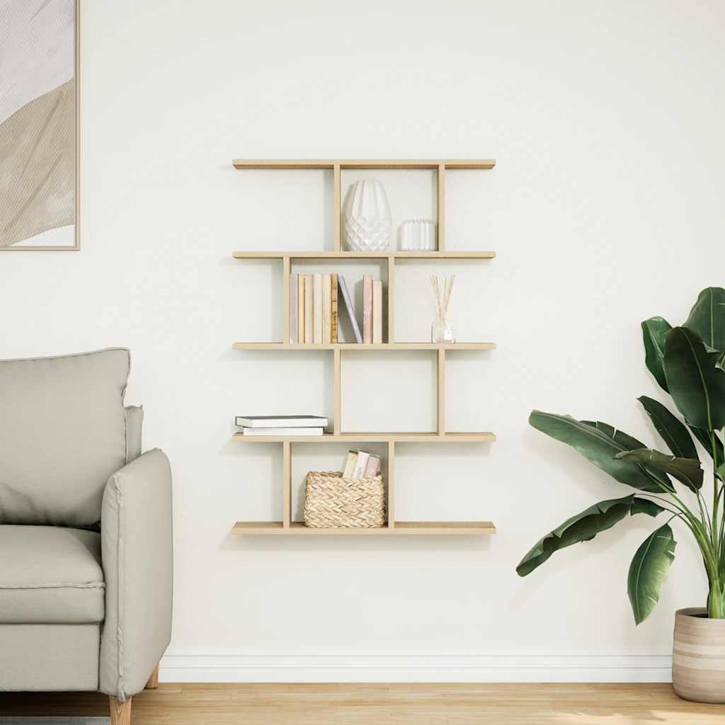 Wandschap kubus 12 vakken bewerkt hout sonoma eikenkleurig is nu te koop bij PeponiXL, paradijselijk wonen!