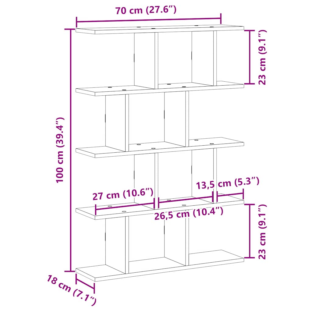 Wandschap kubus 12 vakken bewerkt hout sonoma eikenkleurig is nu te koop bij PeponiXL, paradijselijk wonen!