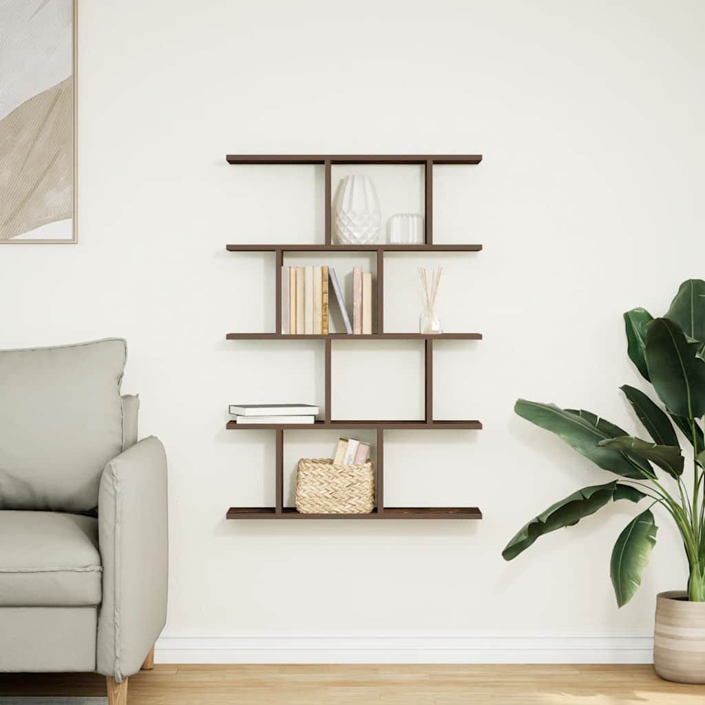 Wandschap kubus 12 vakken bewerkt hout gerookt eikenkleurig is nu te koop bij PeponiXL, paradijselijk wonen!