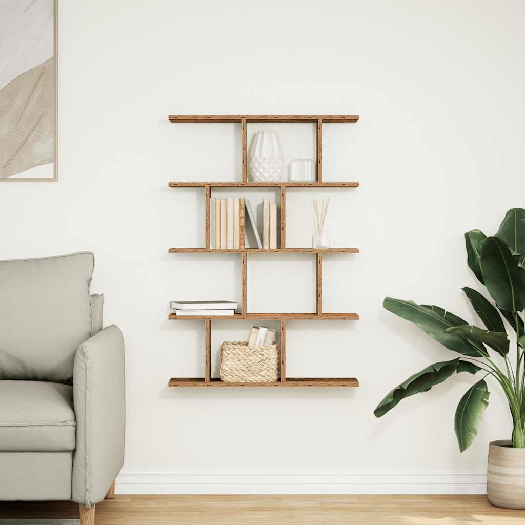 Wandschap kubus 12 vakken bewerkt hout oud houtkleurig is nu te koop bij PeponiXL, paradijselijk wonen!